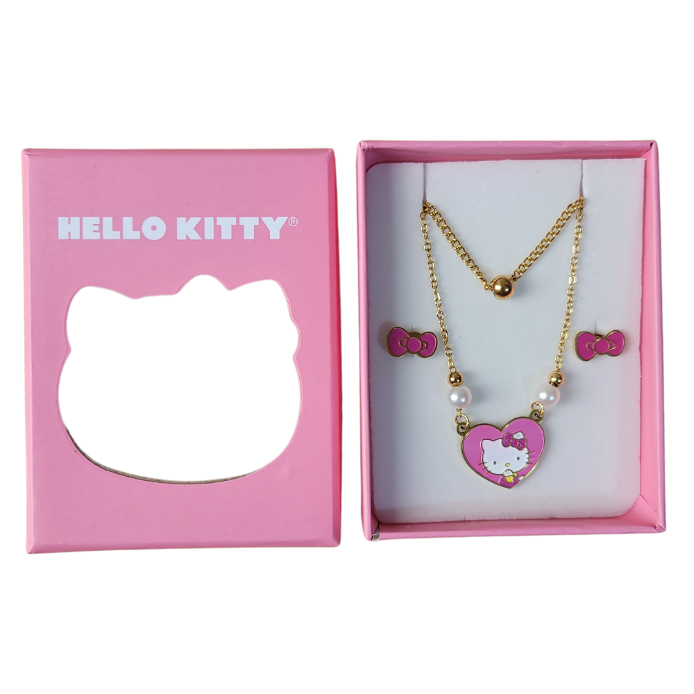 SET ARETES Y COLLAR - HELLO KITTY