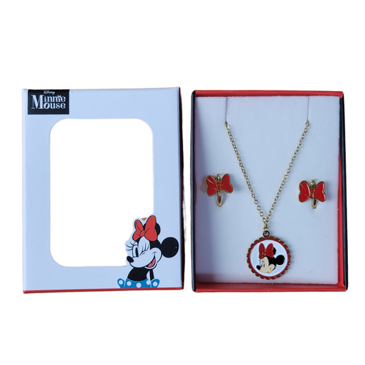 SET ARETES Y COLLAR - MINNIE MOUSE